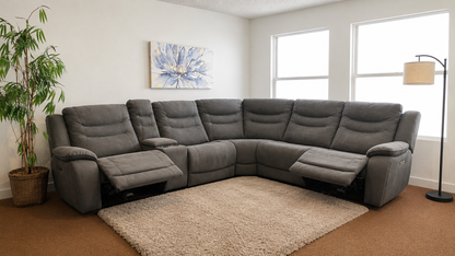 Kelsee Pleather Power-Reclining Sectional