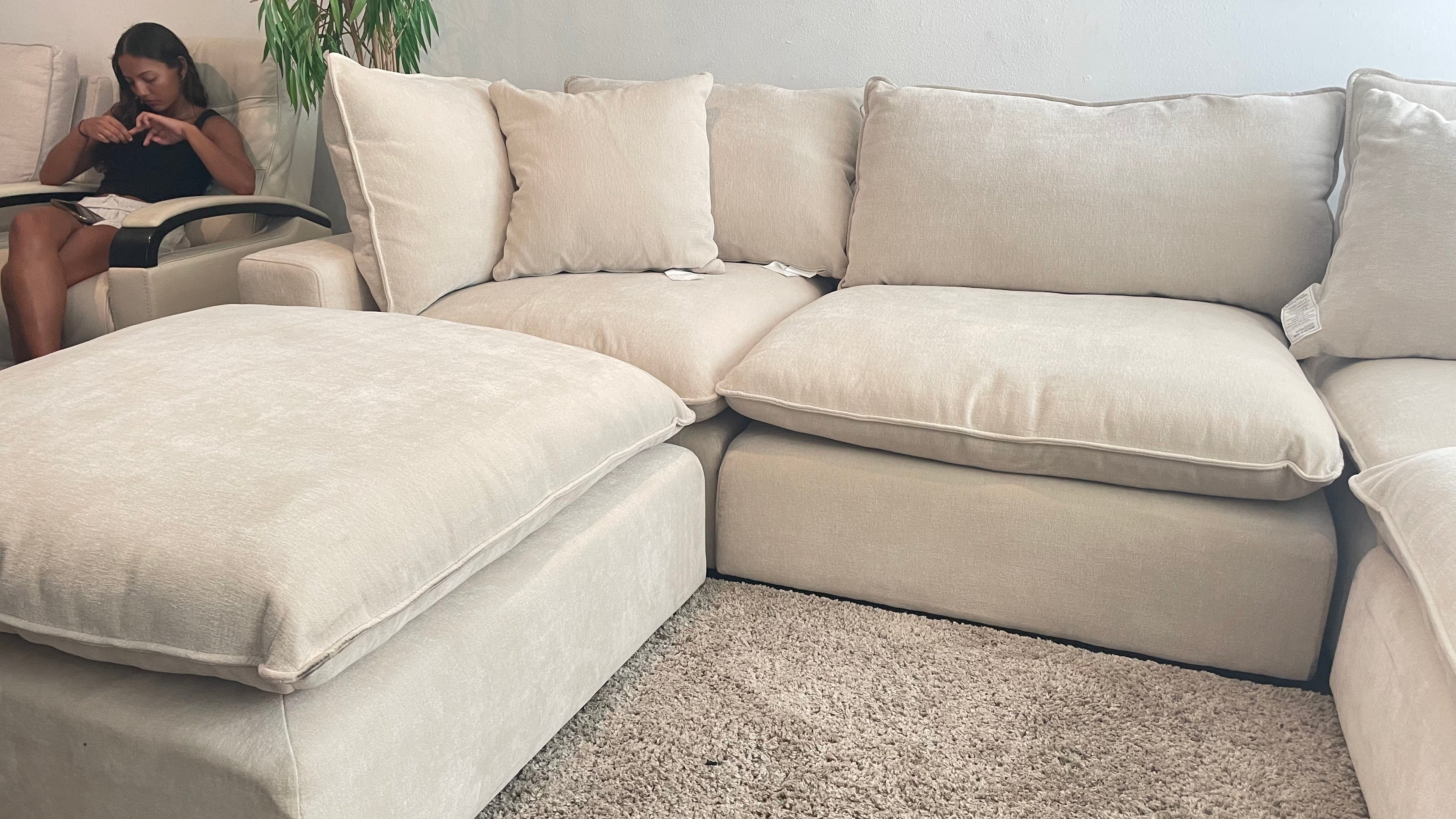 Sereen Cream Fabric Cloud Sectional