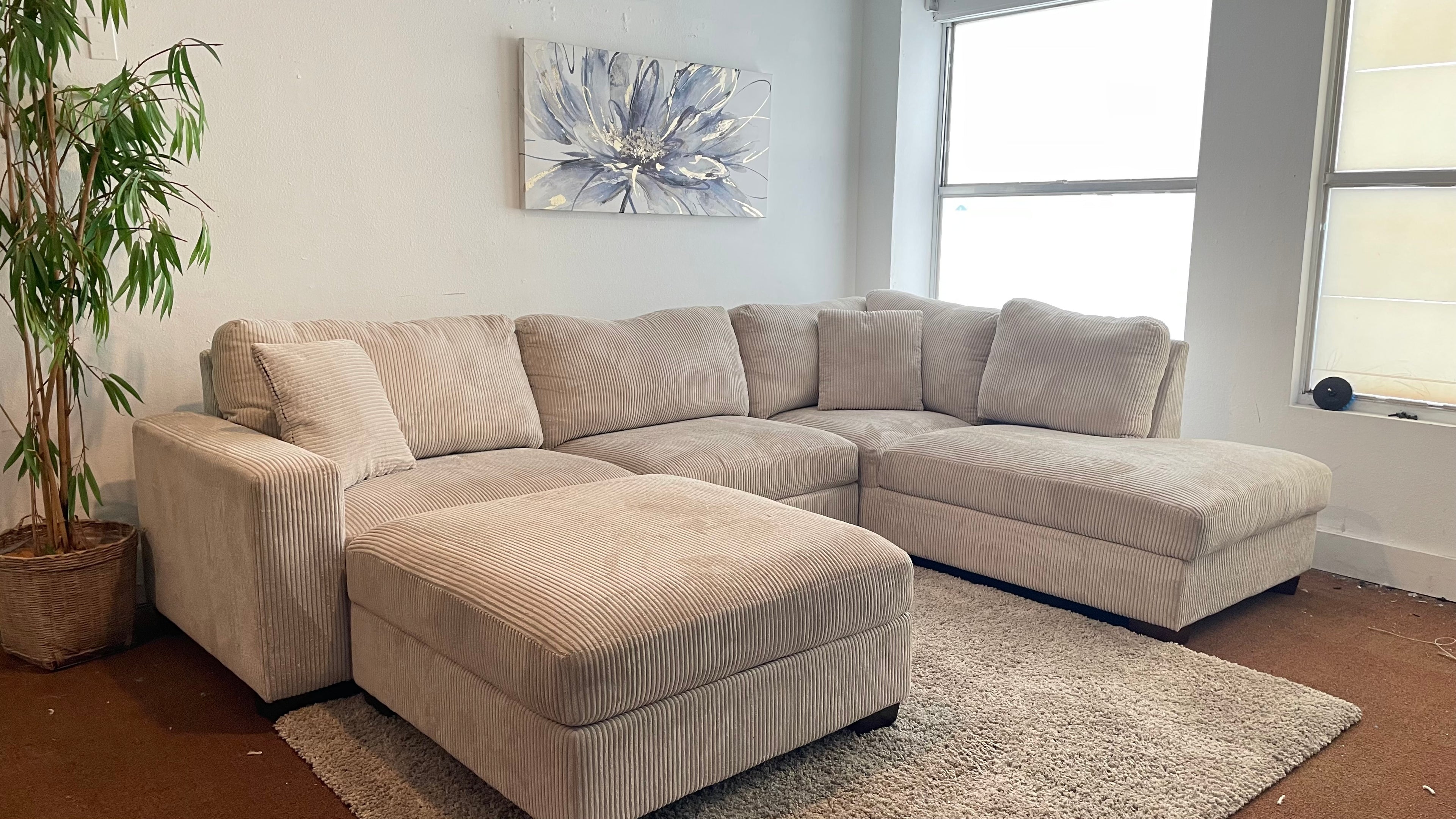 Corduroy Sectional w/ Ottoman