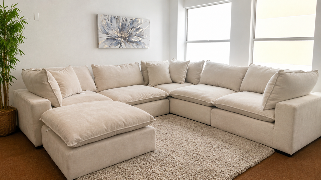 Sereen Cream Fabric Cloud Sectional