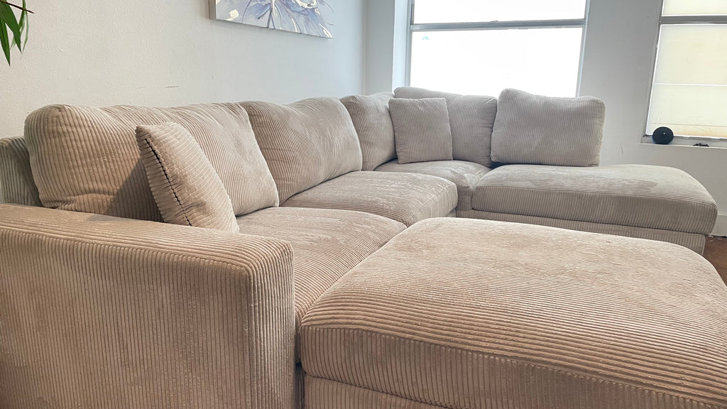 Corduroy Sectional w/ Ottoman