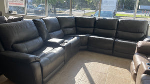 Wylder Leather Power-Reclining Sectional