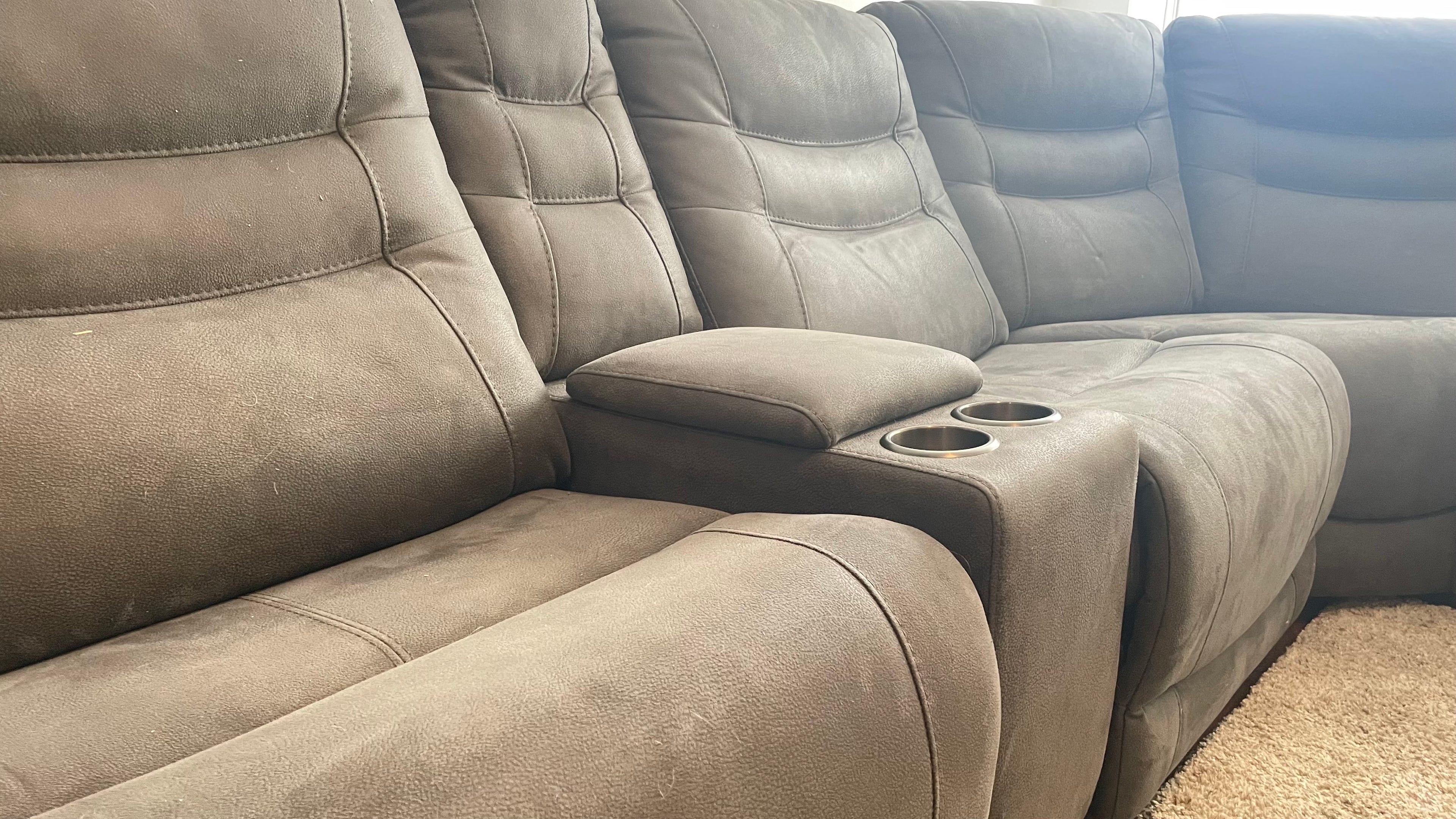 Kelsee Pleather Power-Reclining Sectional