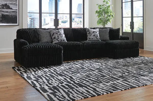 Midnight-Madness 3-Piece Sectional with Double-Chaise