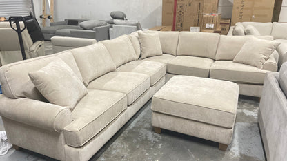 Hazel Fabric Sectional w/ Storage Ottoman