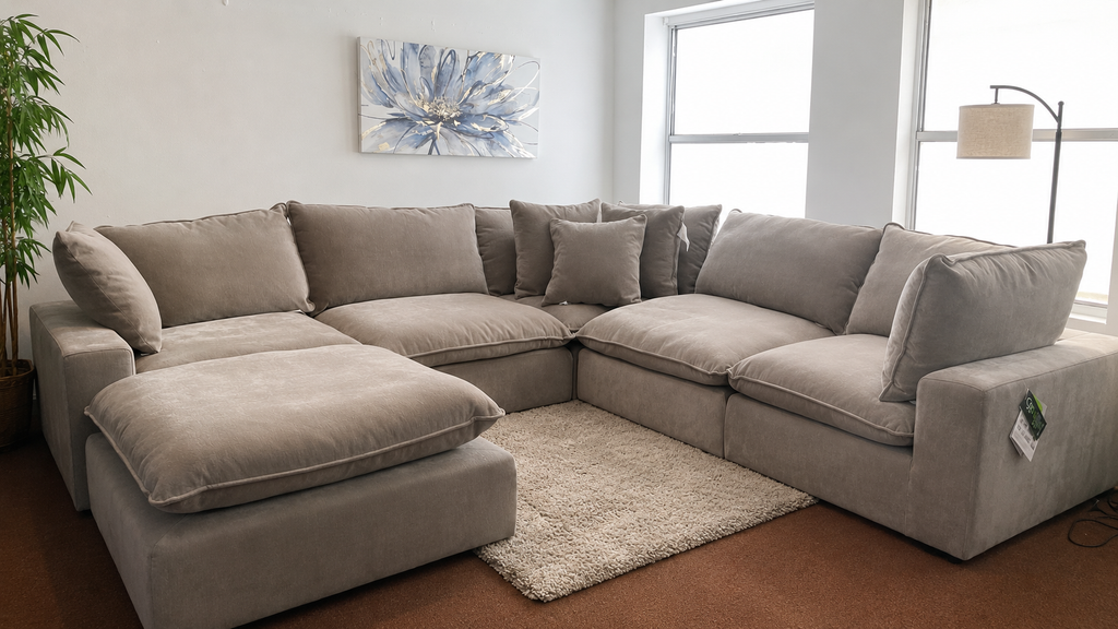 Sereen 6-piece Fabric Modular Sectional, Taupe