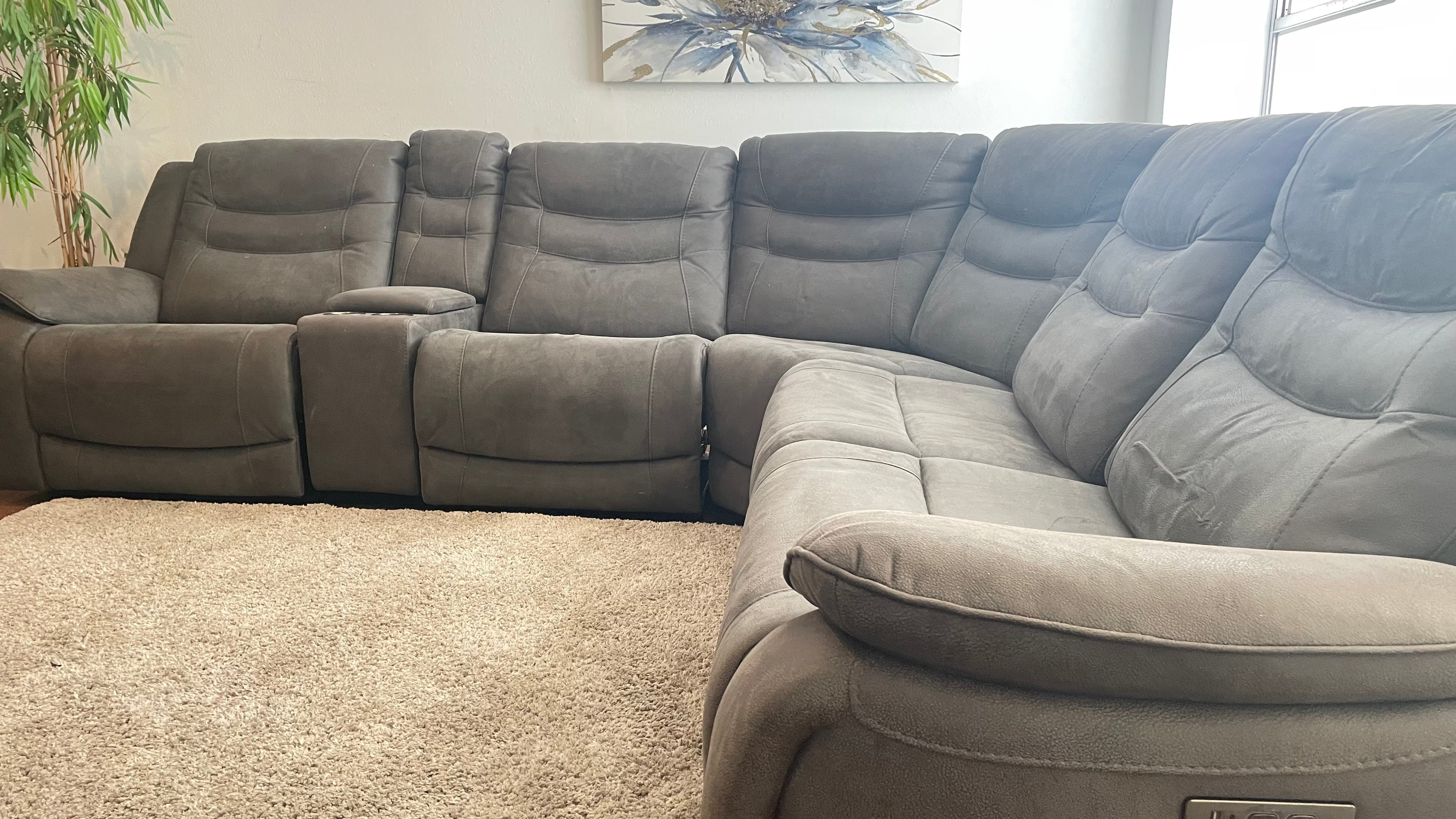 Kelsee Pleather Power-Reclining Sectional