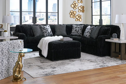 Midnight-Madness 3-Piece Sectional w/ Ottoman